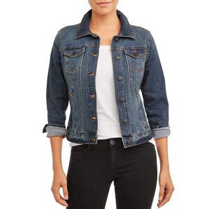 Women’s Classic Stretch Denim Jacket, Medium Wash, (Size L 12–14)